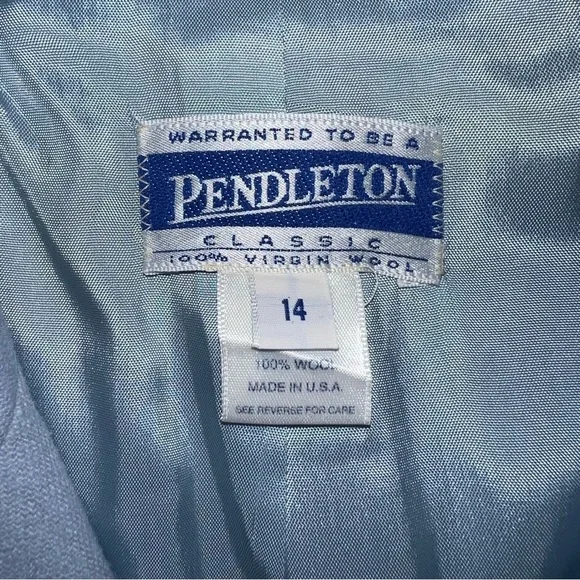 Pendleton Light Blue Wool Blazer – Size 14, Lined with 3-Button Closure - Picture 7 of 11